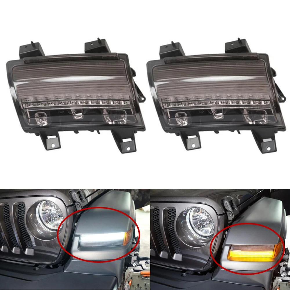 Для Jeep JL Led переднее крыло сигнальный светильник Белый DRL Янтарный указатель поворота для Jeep Wrangler JL