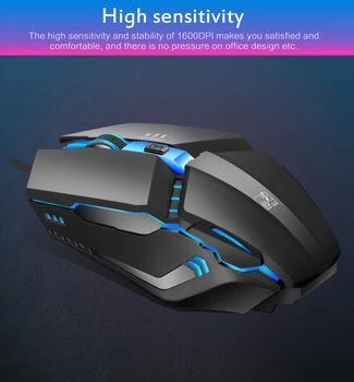 

K3 Black Fashion 1600 DPI Optical Wired Gaming Mouse Professional Colorful Backlight Gamer Mice For Computer PC Laptop Desktop