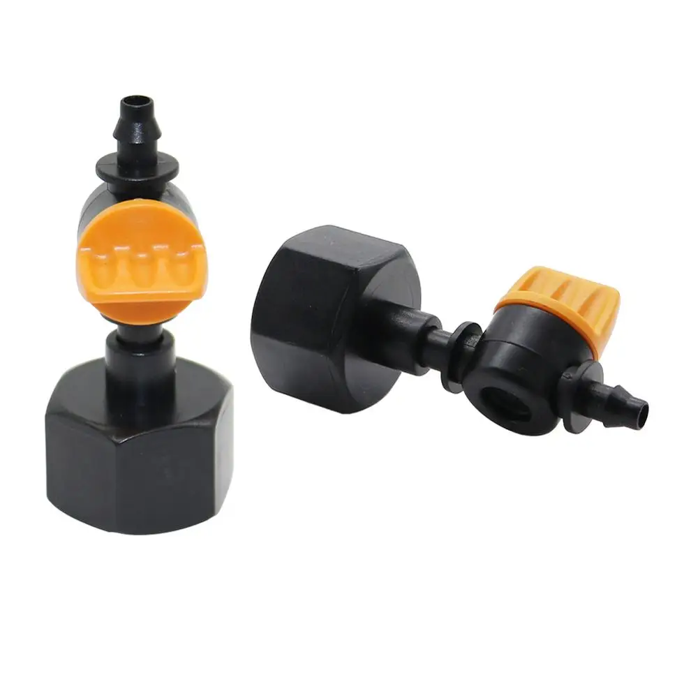 

6mm to 4/7mm Interface Mini Valves with 1/2" Female Thread to 6mm Connectors Garden Irrigation Connection Equipments 3 Sets