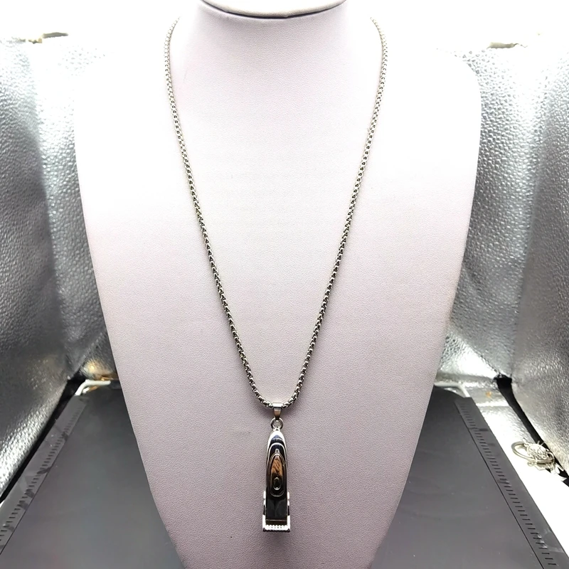 Manualidades Bisutería MANZHEN Personalizado Oro Plata Peluquero Secador De Pelo Tijera Peine Colgante Collar Estilista Joyería Regalo, Zinc Charm Plata Tibetana