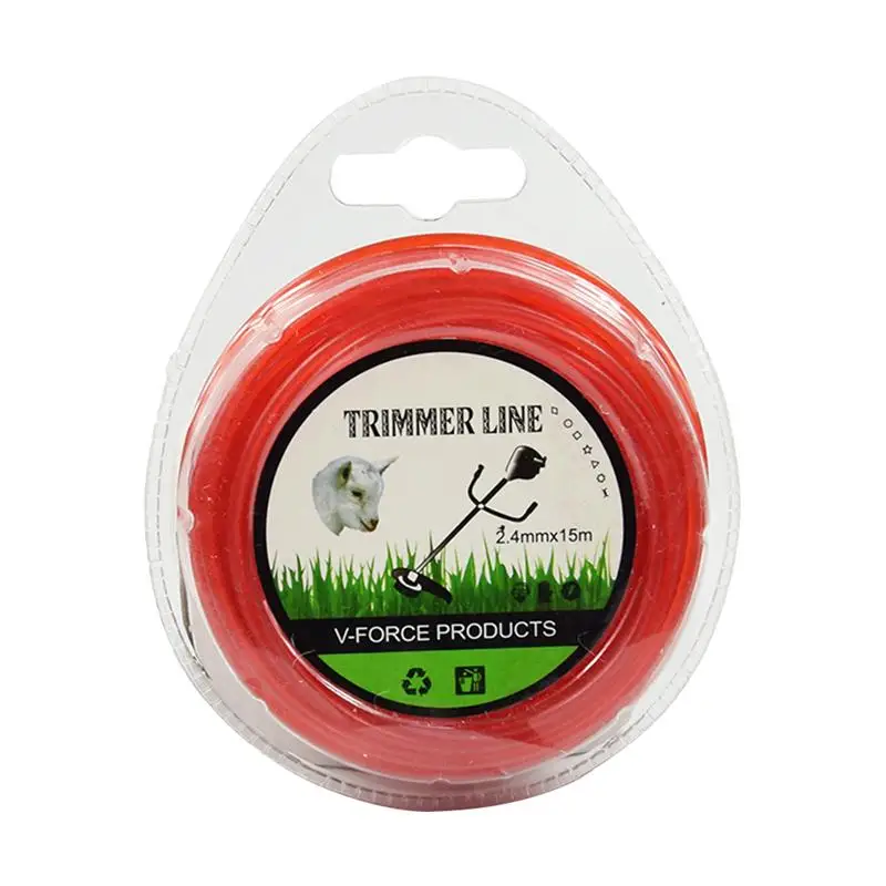 Hilo de desbrozadora de césped, cortador de cepillo, línea de cortacésped, piezas de repuesto (rojo), 2,4mm x 15 metros, 1 ud.