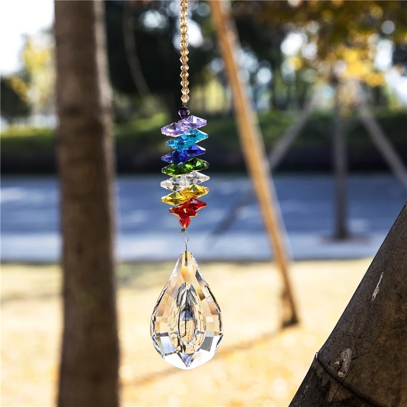 H&ampD Chakra Crystal Prims Drops Suncatcher Rainbow Makers Window Hanging Ornament XMAS Home Wedding Decoration Collectible Gift | Дом и сад