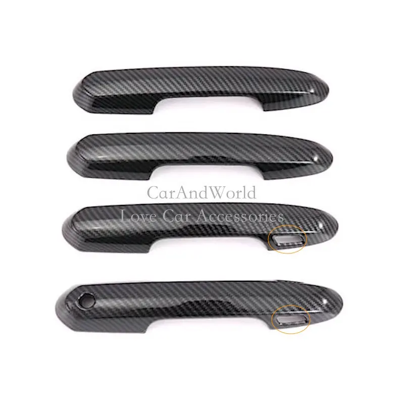 04-Black Two Holes Углеродное волокно для Toyota RAV4 RAV 4 наружная дверная ручка Чаша-держатель панель крышка литья рамка планки автомобильные аксессуары - Цвет: 04-Black Two Holes