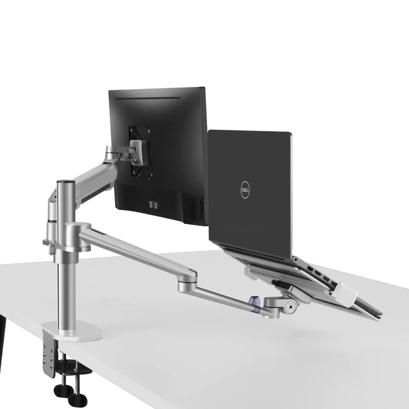 Altura de Alumínio Braço de Montagem em Movimento Titular + 12-17 Ajustável Desktop Braço Duplo 17-32 Polegada Monitor Portátil Suporte Completo Ol-3s - Imagem 6