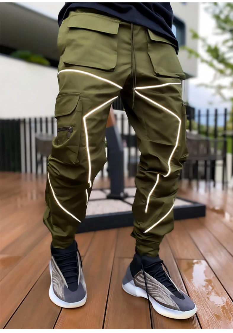 Men's Reflective Cargo Pants 2022 New Hip Hop Casual Joggers Trousers Multi-Pocket Men Sweatpants Streetwear Sports Pant_viptrois.com