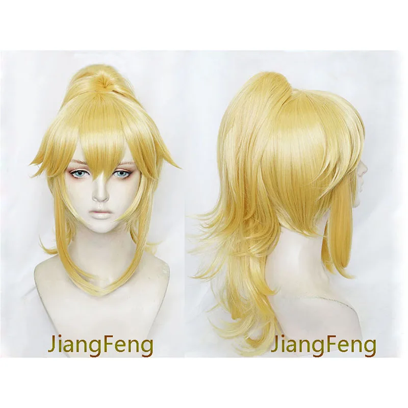 

Bowsette Cosplay Wig Princess Bowser Peach Wavy Blonde Heat Resistant Synthetic Hair Perucas Clip Ponytail Cosplay Wigs +Wig Cap