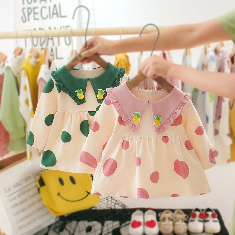 

CYSINCOS Baby Girl Clothes Princess Dresses Autumn Dot Long Sleeves Cotton Baby Clothes Baby Girl Cute Dress Infant Fall Dress