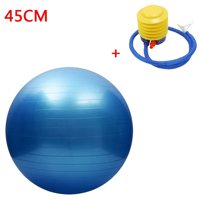 Blue 45cm Анти-всплеск йога мяч утолщенное удержание равновесия мяч Пилатес Барре физический мяч для фитнеса 45/55/65/75 см с воздушным насосом - Цвет: Blue 45cm