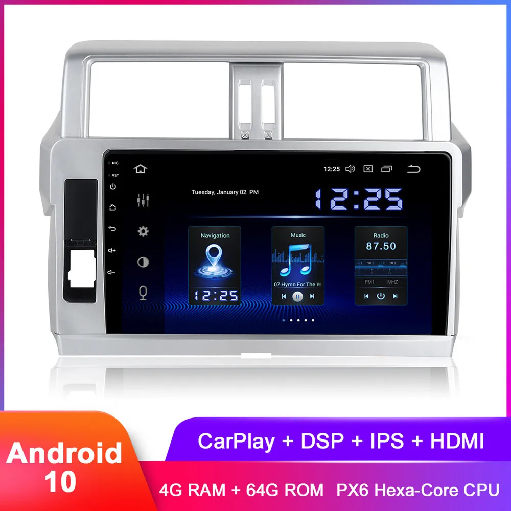 10 2 &quotIPS дисплей Android автомобильный стерео для Prado 2014 2015 Carplay радио WiFi GPS Navi BT 5 0 DSP