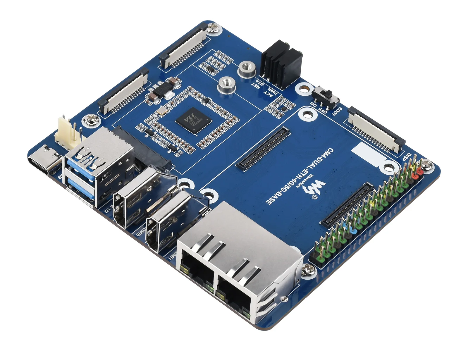 

Waveshare Dual Gigabit Ethernet 5G/4G Base Board Designed for Raspberry Pi Compute Module 4, CM4 and Monitor Not Included