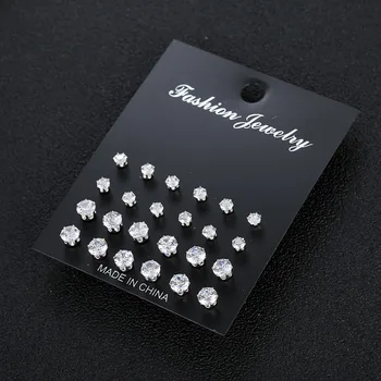 

Fashion AAA CZ Shiny Wedding Party Stud Earrings Set for Women Men Crystal Jewelry Accessories Earing Oorbellen