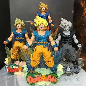 

Dragon Ball Super Saiyan Pink Son Goku Kakarotto Cartoon Battle Damaged Edition Animation PVC Action Model Collectible Toy G417
