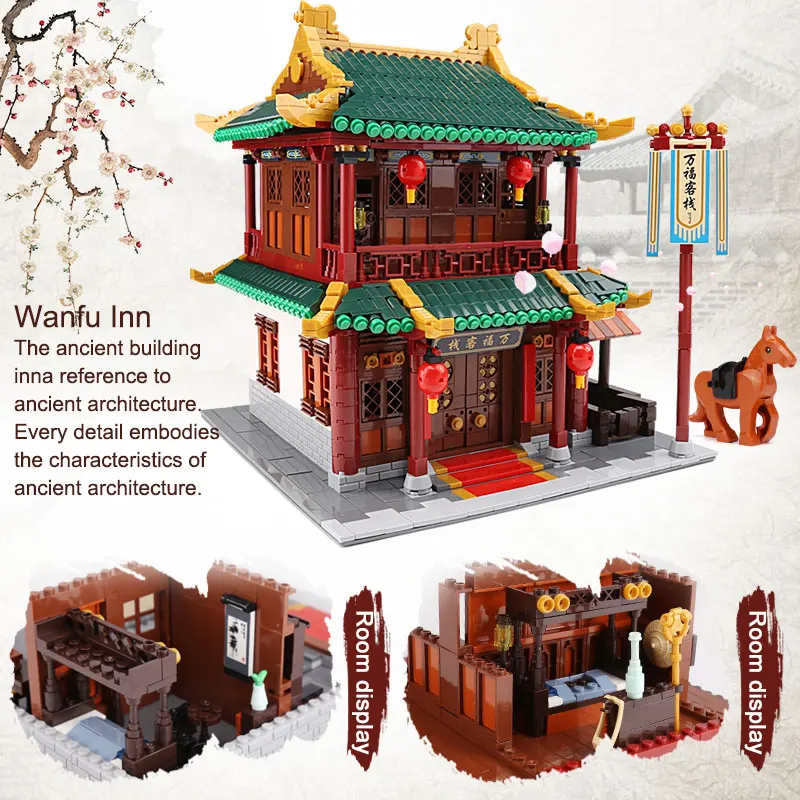 3046 шт. Детский конструктор Wanfu Inn в китайском стиле|Блочные конструкторы| |