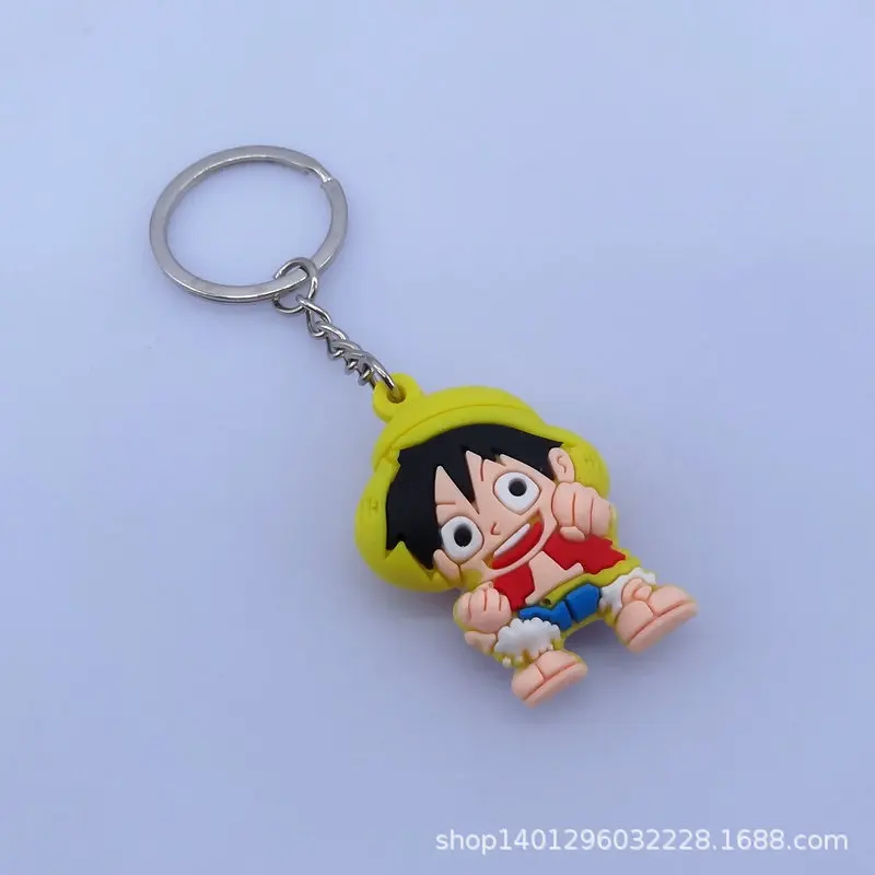 O2LuffyB Аниме Одна деталь 3D брелок PVC Моделя с хорошим спросом key Finder кольца игрушки Луффи Зоро Sanji Nami Usopp v-ремень Робин Брук Фрэнки брелок милый кролик - Color: O2LuffyB