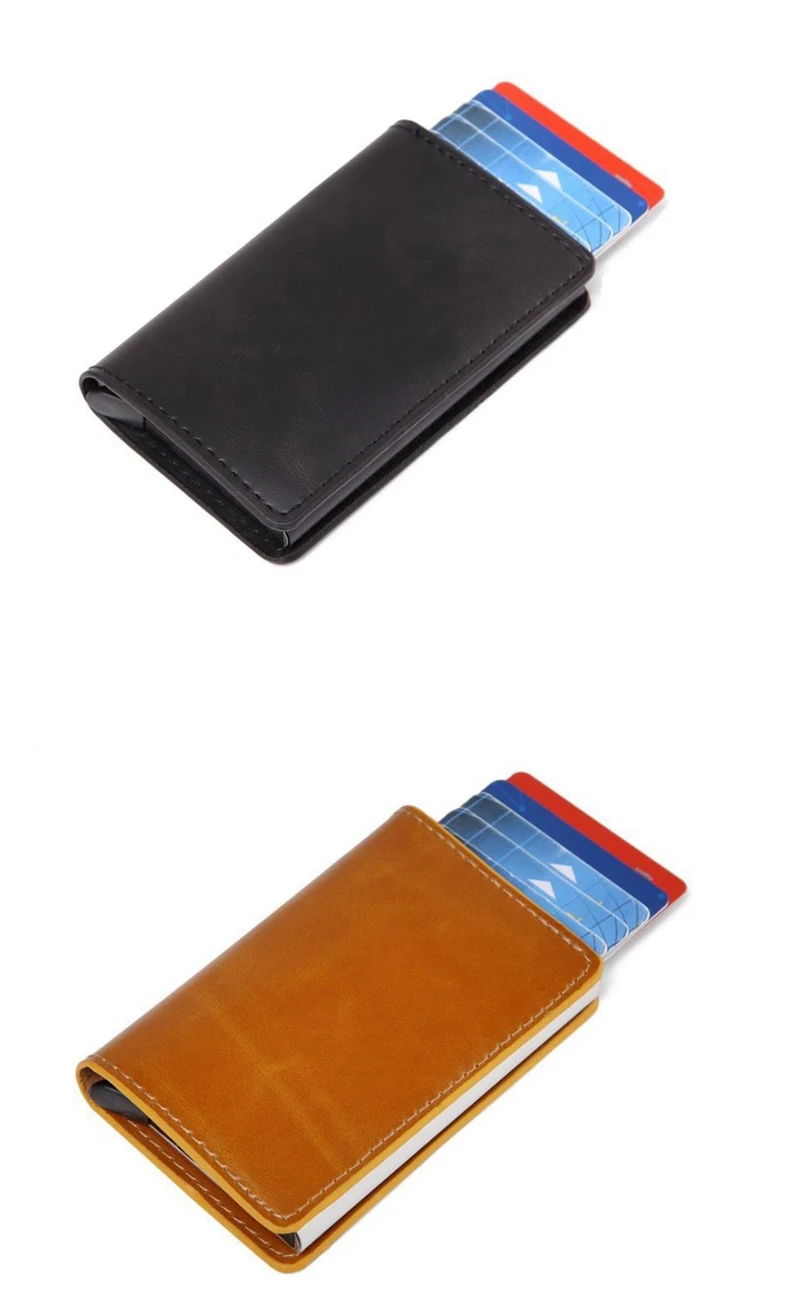 Держатель для кредитных карт для мужчин и женщин металлический RFID винтажный алюминиевый ящик искусственная кожа Crazy Horse модный кошелек для карт цветной