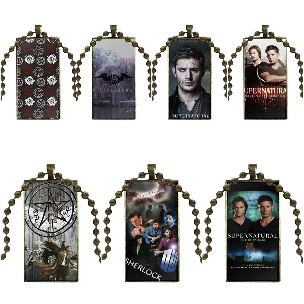 Supernatural Tv Show Brand Steel Color Jewelry Fashion Statement Necklace Glass Necklaces Pendants For Women | Украшения и