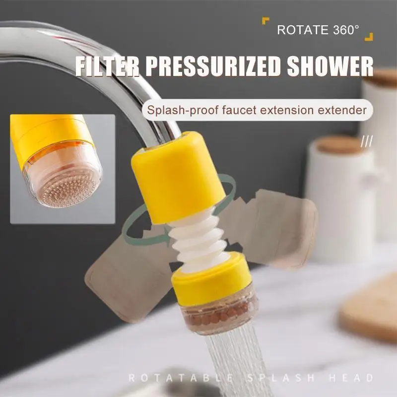Rotatable Filter Pressurized Shower Nozzle Filter Water Filter Swivel Head Kitchen Faucet Bubbler Extender Splash-Proof Water Fi