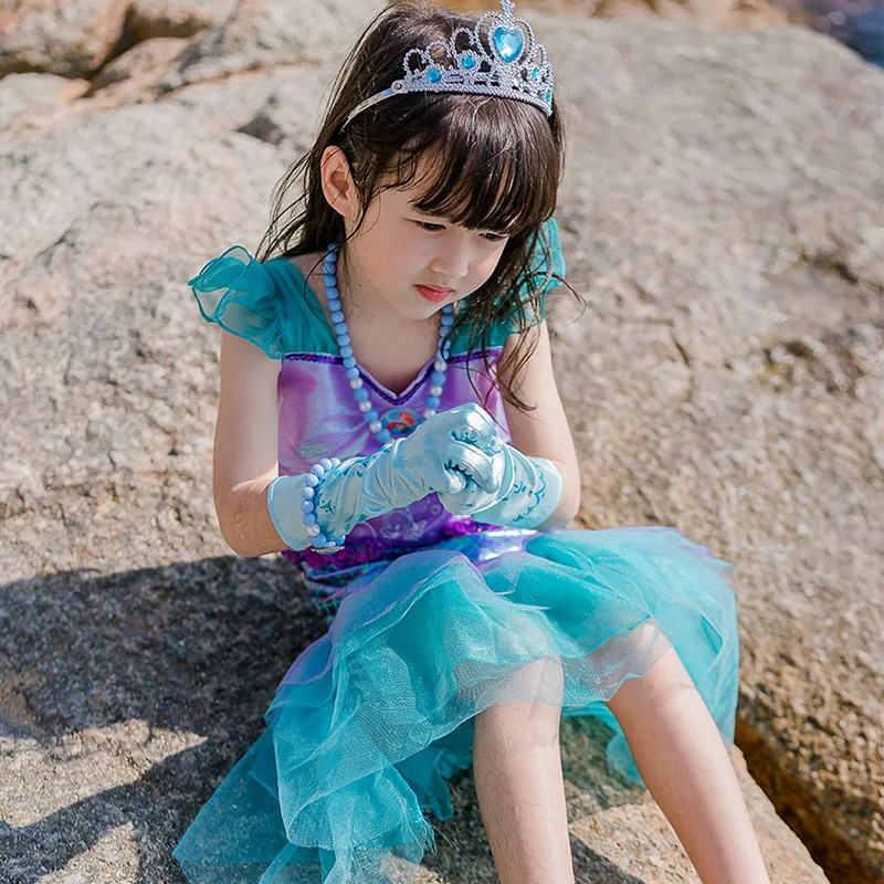 

Disney Kids Dresses for Girls Costume Princess Dress Halloween Christmas Party Cosplay Children's Clothing Mermaid 2019 New