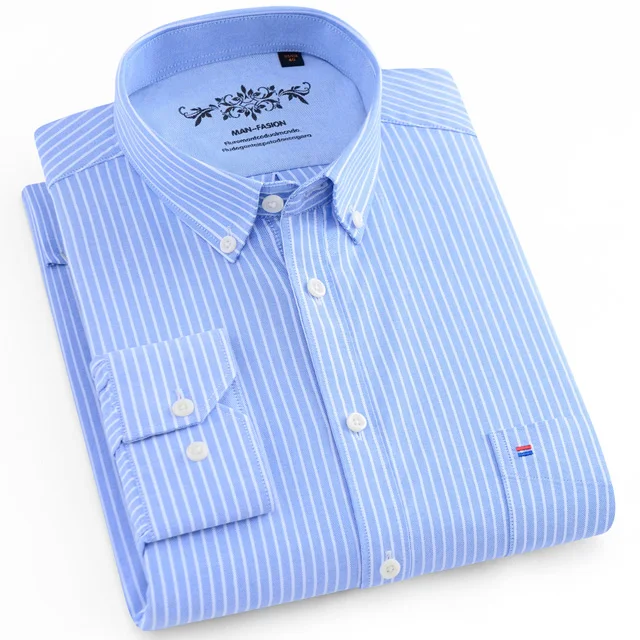 Мужская рубашка с длинным рукавом, классическая белая рубашка, мужские рубашки в полоску и клетку, Оксфордские мужские рубашки, 5XL 6XL - Цвет: 1016-20