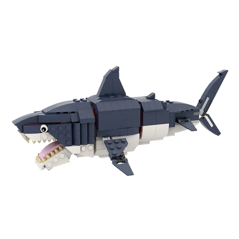 Модульные строительные блоки Megalodon морские животные доисторическая Акула модель