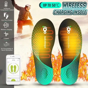 

Electric Smart Heated Insoles Warm Foot Heater Wireless Charging Breathable APP Control Support Winter Heated Insoles Foot Pads