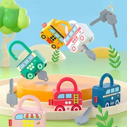 3 pces crianças de desbloqueio educacional brinquedos para habilidades básicas aprendizagem correspondência chave digital contagem cores do carro montessori material