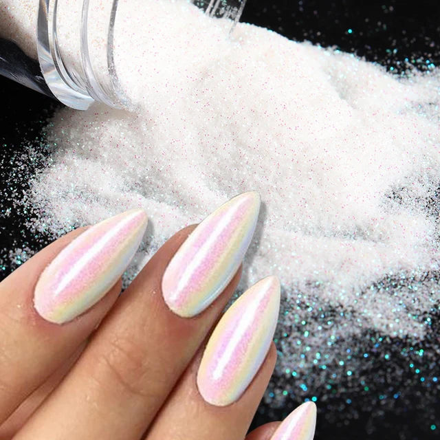 2Pcs 0.2mm Shiny White Black Sugar Nail Powder Pigment Sugar Nail Glitter  Snow Candy Glitter Dust Nail Art Decorations Coat Effect Manicure