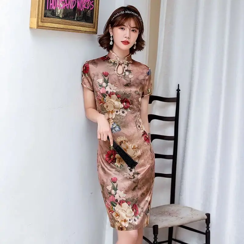 4XL растягивающееся Qi Pao китайское платье гибкие платья в восточном стиле Cheongsam 2020