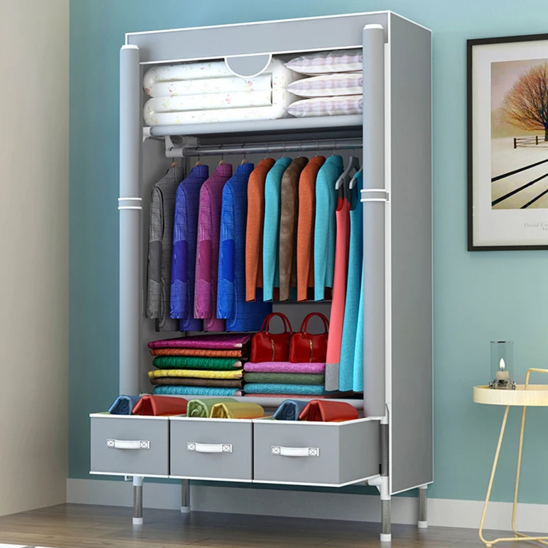 Спальня многоцелевой простой комбинированный гардероб складной портативный шкаф для хранения одежды пылезащитный Тканевый шкаф домашняя мебель - Color: grey2