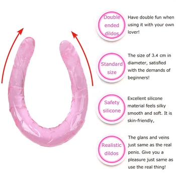 Realistic Dildo 44cm Super Long Double Head Dildo For Woman lesbian Gay Flexible Soft Silicone Jelly Fake Cock Penis Adult Toys 3