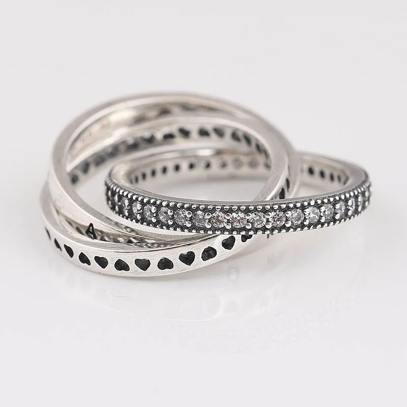 Оригинальное переплетенное кольцо в форме сердца с кристаллом для женщин, 925 пробы Серебряное кольцо, подарок на свадьбу, хорошее ювелирное изделие