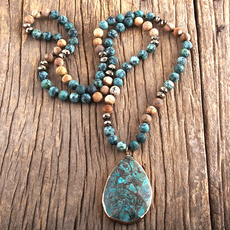RH Fashion Boho Jewelry Natural Stones With Semi Precious Pendant Necklaces Women Bohemia Necklace Gift Dropship