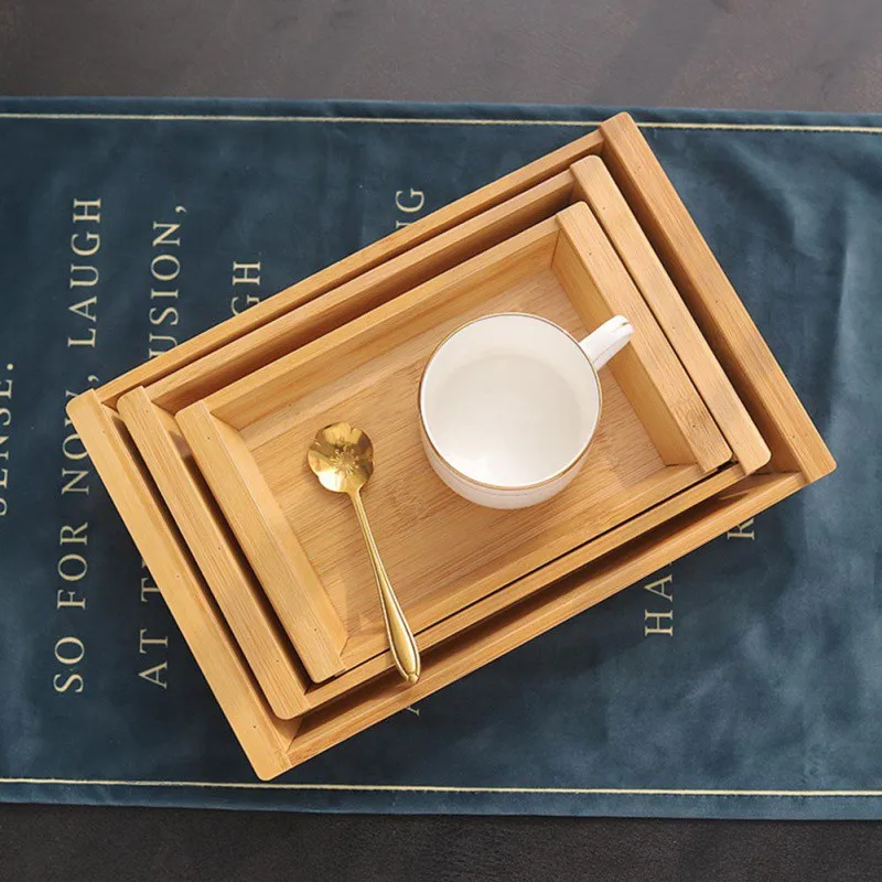 1 шт. бамбуковые деревянные прямоугольные чаши тарелки для пакеты для ланча Чай Кофе Коктейльные блюда лотки для фруктов домашнее изготовление садовых украшений