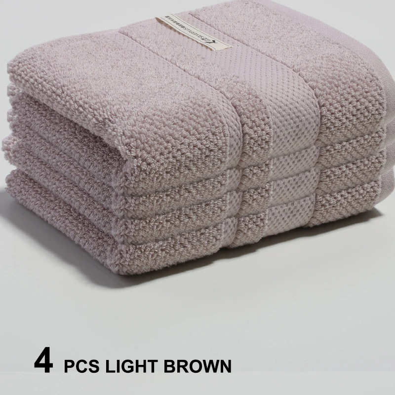 Light Brown 4 шт. полотенце s хлопок простой цвет класс AAA антибактериальное 110 г полотенце для лица 34*76 см удобное здоровое полотенце - Цвет: Light Brown