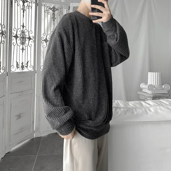 

Men's sweater 2019 autumn winter new slim solid color with long sleeve sweater loose casual personality youth men's wear