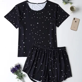 

Plus size home service fat lady plus size home service suit ladies printed short-sleeved cotton home service