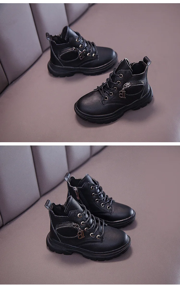 Girls Martin Boots Spring and Autumn New Children's Fashion British Style Boots Boys Fashion Leather Boots