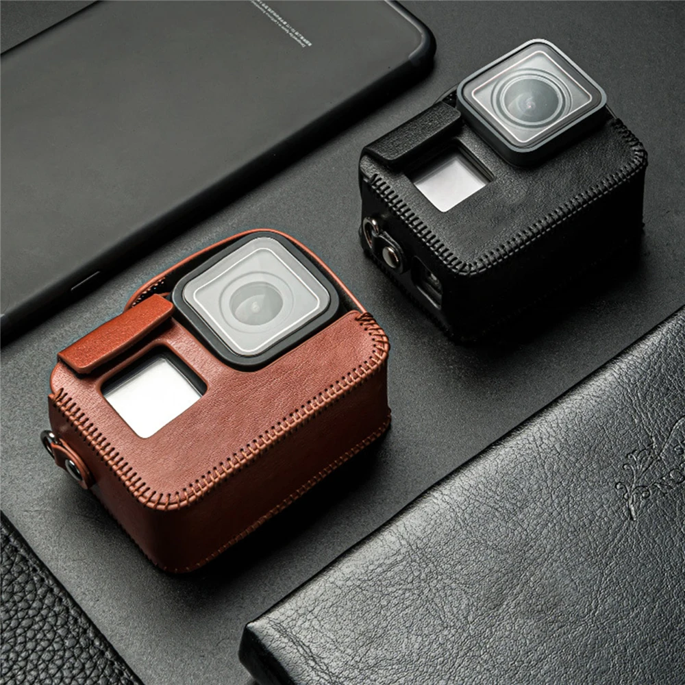 1 шт. чехол для камеры из искусственной кожи для GoPro Hero 8, переносной чехол для экшн-камеры, защитный чехол, сумка для переноски с ремешком