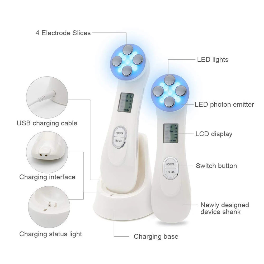 5 в 1 РЧ EMS радиочастотный СВЕТОДИОДНЫЙ Прибор для мезотерапии для ухода за кожей лица