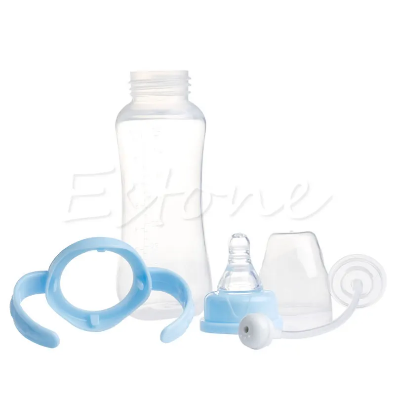240ML Baby Cup Children Learn Drinking Straw Infant Milk Feeding Nipple Bottle