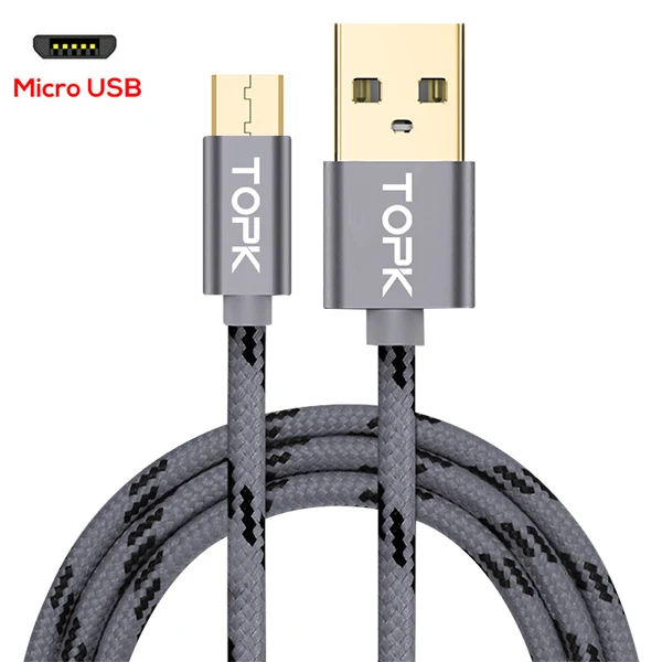 Микро USB нейлоновый данные кабельного USB кабель для samsung S9 S10 Note 9 huawei Microusb 2.4A Быстрая зарядка телефонный кабель для зарядки и передачи данных для iPhone X XS MAX - Цвет: Gray For Micro