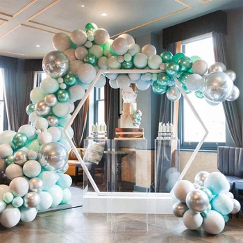 

Balloon Garland Kit Green Silver Blue Chrome Metallic Macaron Balloon Arch 148Pcs Balloons with16Ft Garland Strip for Wedding
