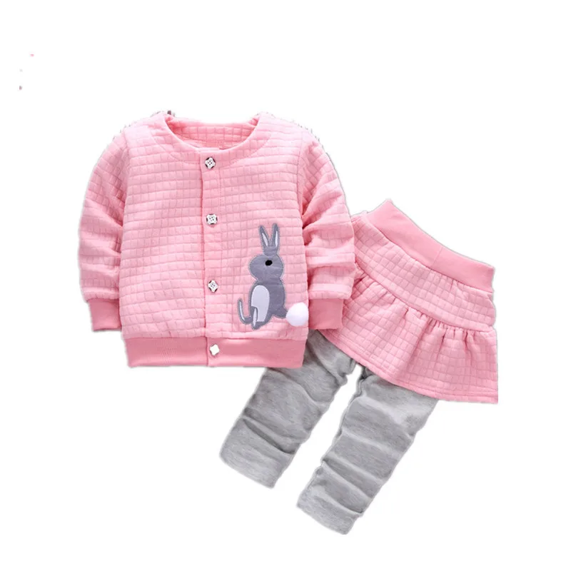 

Baby girl clothes spring and autumn cotton thick warm set casual cartoon cute rabbit set baby long-sleeved baby girl two-piece
