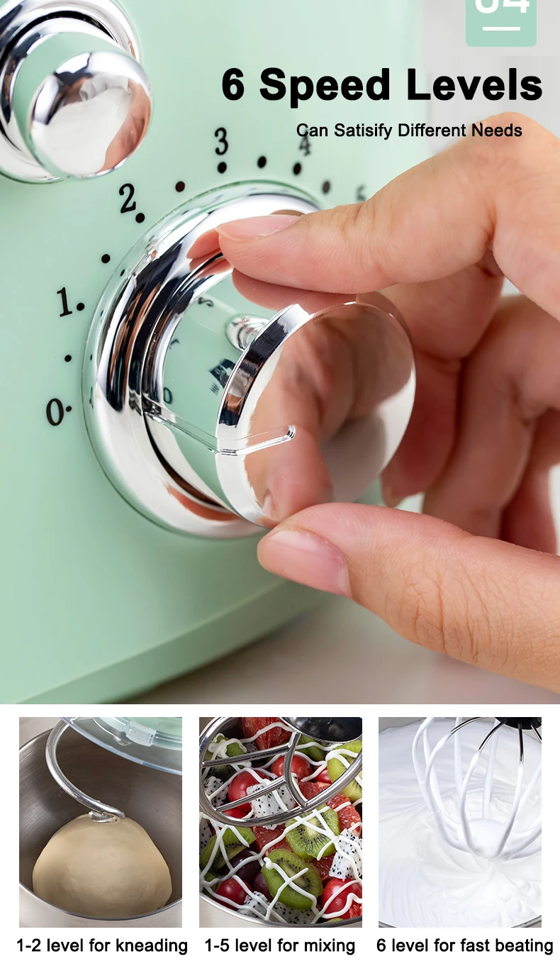 JIQI 3.5L Stainless Steel Bowl Electric Stand Food Mixer Cream Blender Knead Dough Cake Bread Chef Machine Whisk Eggs Beater EU