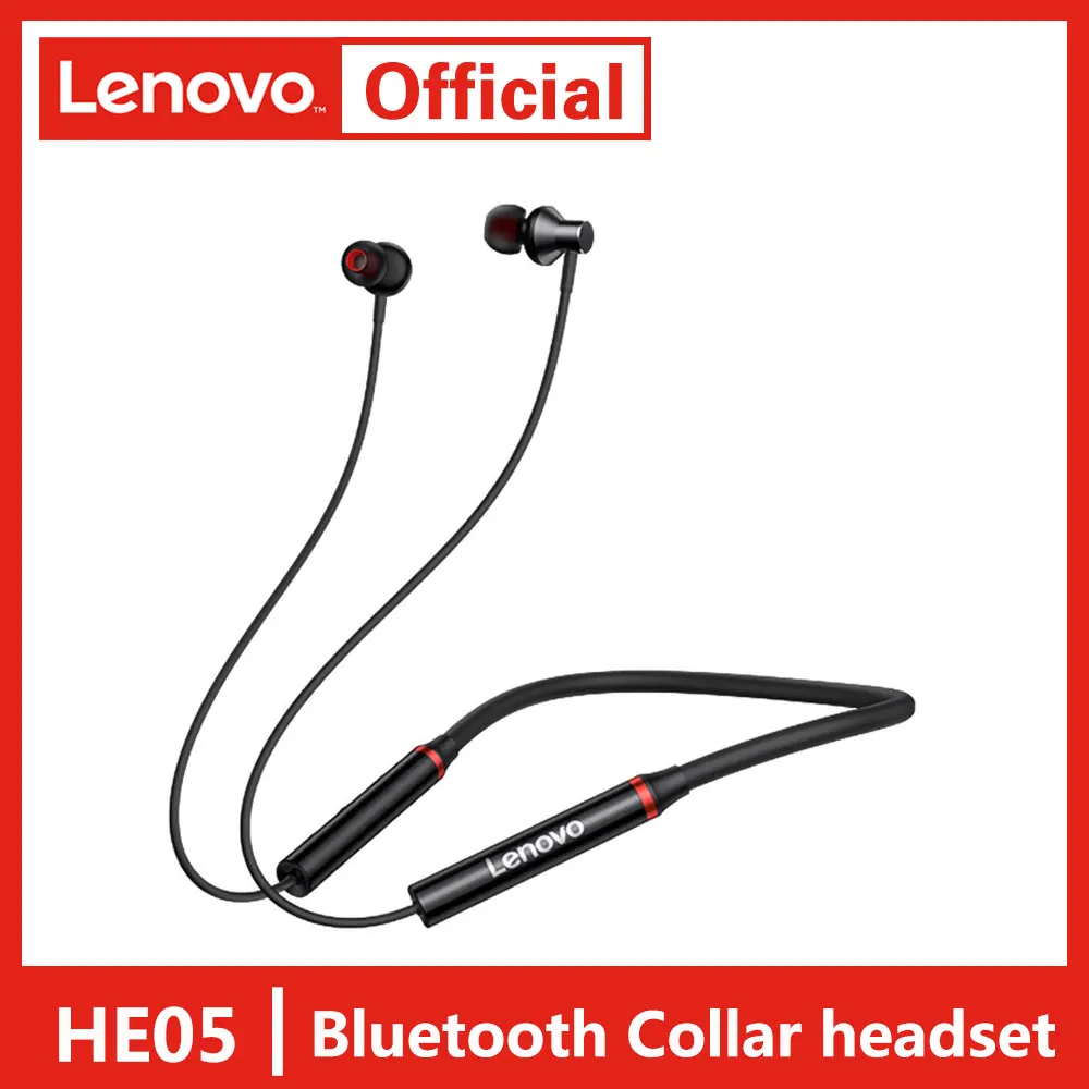 Беспроводные наушники Lenovo HE05 Bluetooth 5 0 магнитный шейный обод IPX5 водонепроницаемые