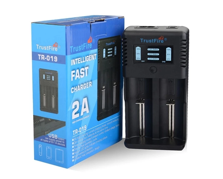 TrustFire TR-019 интеллигентая(ый) быстро Зарядное устройство Батарея два слота для зарядки для 18650 26650 25500 21700 20700 14500 литиевые батареи