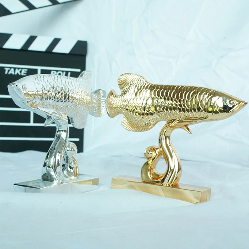 Creative Gold Arowana Ornaments Crafts Home Living Room TV Cabinet Decor Wedding Gift Metal Lucky Goldfish Miniature Furnishings | Дом и сад