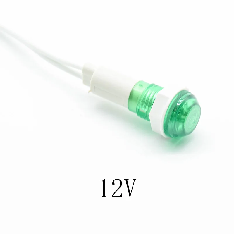 5 шт. сигнальная лампа панель монтажный неоновый Индикатор красный зеленый желтый свет 220 в 12 В/24 В DC XD 10 мм направляющая - Цвет: 12V