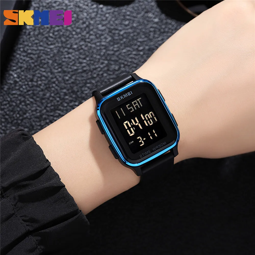 SKMEI Multifunctional LED Light Display Countdown Calendar Digital Wristwatches For Mens 5Bar Waterproof Sports Watch Alarm 3