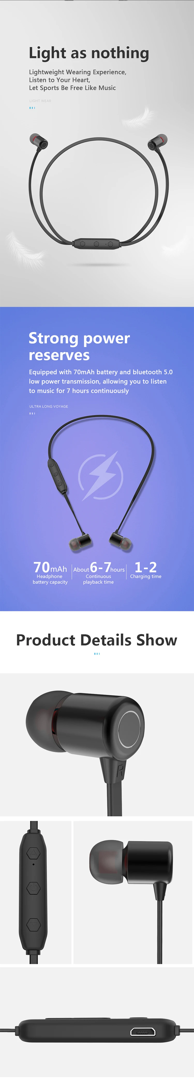 5,0 BlueTooth X4 беспроводные наушники спортивные водонепроницаемые HD наушники с басами наушники с креплением на шею для IOS Android